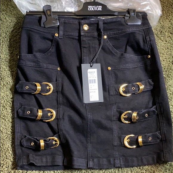 Versace Dresses & Skirts - versace jeans couture black denim buckle skirt
